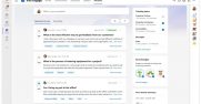Screenshot shows recommended questions, trending content, and badges you’ve earned in Viva Engage