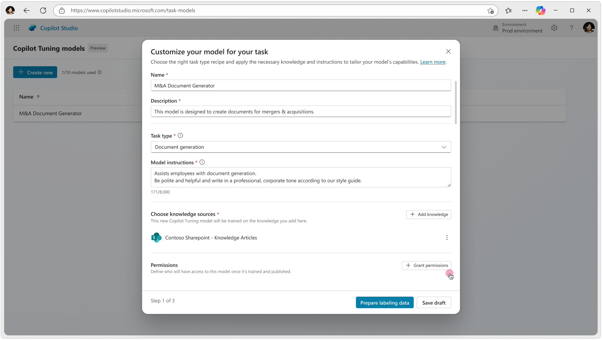 An image of builders using a low-code interface to start the model tuning process
